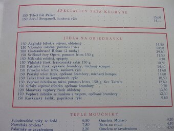 STARÝ JÍDELNÍ A NÁPOJOVÝ LÍSTEK - HOTEL PALACE PRAHA - 7