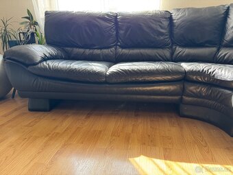 Černý kožený gauč / pohovka - 7
