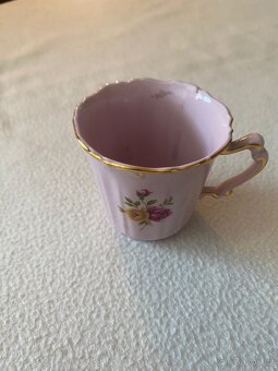 Růžový porcelán – starožitná dekorativní sada - 7