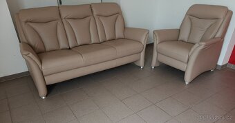 Kožená sedací souprava s křeslem - jak NOVÁ, BEZ POŠKOZENÍ - 7