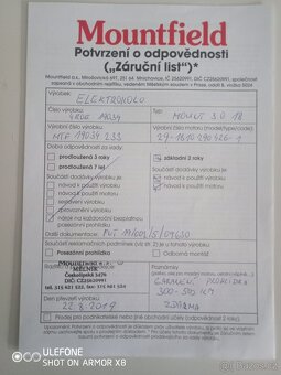 Elektrokolo Mountfield MOUNT 3.0 – dobrý stav, 6 let - 7