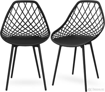 Nový set 4 jídelní židle, černá, plast a kov - 7