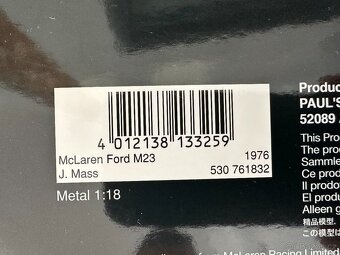 MODEL MCLAREN M23 MINICHAMPS 1:18 LIMIT 300KS - 7