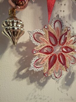 Věnec Vánoční  červeno-růžový - 7