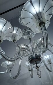 Starožitný Art Deco  celoskleněný lustr. - 7