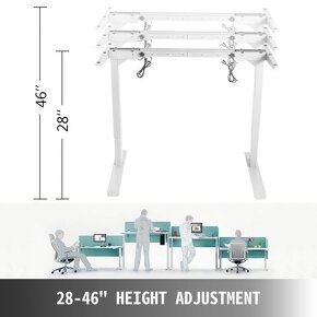 Elektrický polohovací stůl, standup desk, bílý rám - 7