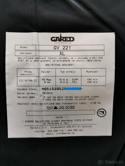 gared balistická vesta taktická samopal policie neprůstřelná - 7