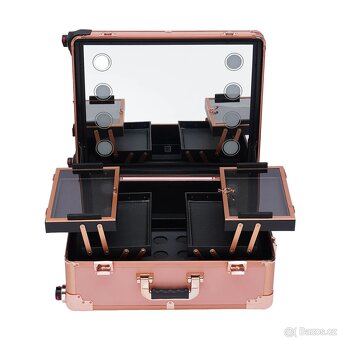 Rosegold přenosný kosmetický kufr s led světlem - 7