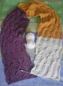 RUČNĚ PLETENÁ, NOVÁ, EXTRA DLOUHÁ ŠÁLA-PLÉD: 2,5metru x 30cm - 7