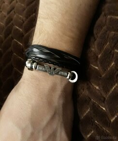 Armani pánský kožený náramek páskový pravá kůže 21,5 cm - 7