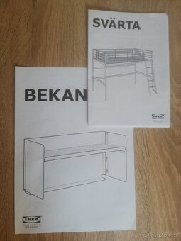 Patrová postel Ikea, stůl, matrace, set a polička - 7