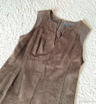 Dámské kožené hnědé šaty, vel. 40, jak NEW - 7