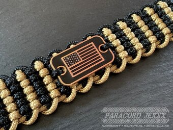 Paracord náramek (19 cm) black - bronze - 7
