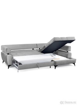 Rohová sedací souprava, světle šedá látka, pravý roh - 7