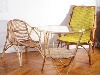 Retro Ratanový Stolek Fuchs - 7