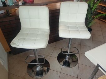 2 barové stavitelné židle béžová kůže chrom noha - 7