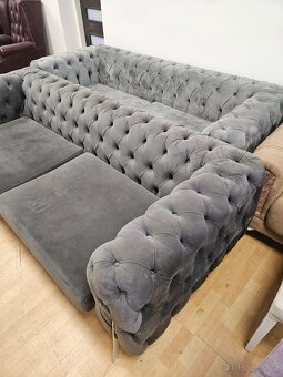 Chesterfield štýl,látková sedačka NOVÁ 3+3+1 - 7