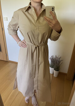 Béžové bavlněné košilové dlouhé šaty Gant, vel. 38/40 - 7