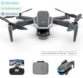 PRODÁM Dron KFPLAN KF110 GPS 4K - 3 baterie - 7