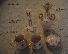 prodám staré rubín sklo,růžový porcelán,smalt-sklo - 7