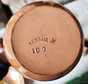 Retro keramika KERALIT, ČSSR keramika ruční malba, 15ks - 7