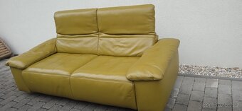 Kožená pohovka -olivová barva"Mondo" - 7
