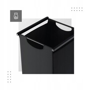 Tříkomorový koš na prádlo s odkládací policí, černý - 7