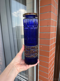 Kobaltová reliéfní váza 25 cm, Walther Glas - 7