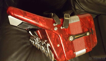 Scandalli akordeon, klavírní akordeon, červená perleť, 120 b - 7