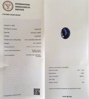 Tanzanit 8,47 karátu - 7