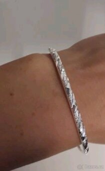 Nový dámský stříbrný náramek broušený uni vel nastavitelny - 7