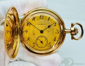 14K CELO ZLATÉ PÁNSKÉ KAPESNÍ HODINKY UNION HORLOGERE - 7