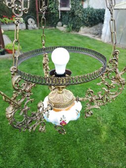 Mosazný lustr, petrolejka - 7