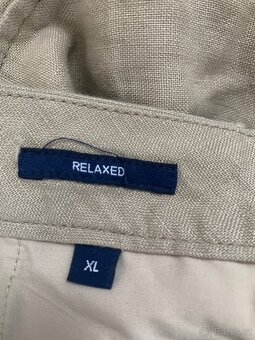 Lnene panske kalhoty Gant XL modre, bezove - 7