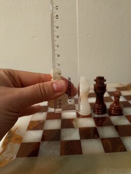 Luxusní onyxové šachy – ruční práce, velká sada (cca 40 cm) - 7