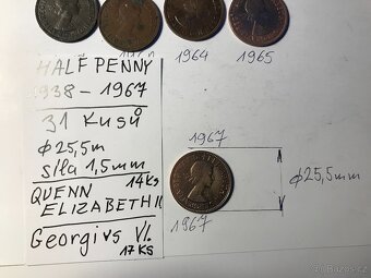 Anglické historické mince "HALF PENNY" - 7