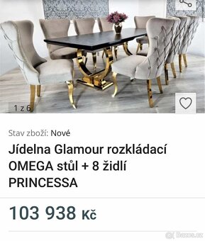 Luxusní mramorový stůl se 6 křesli plus konferenční stolek - 7
