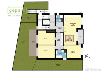 Byt v novostavbě 4+kk, 112,5m2 se zahrádkou 62m2, balkon 6,2 - 7