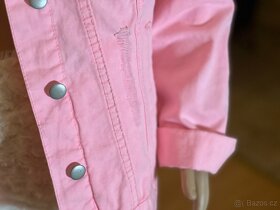 Krásná jeansová růžová dívčí bundička jako nová na cca 140 c - 7