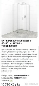 Sprchový kout Swiss Aqua 80x80 - NOVÝ - 7