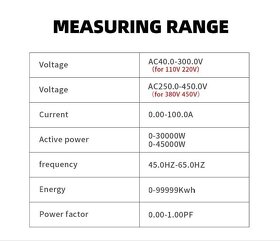 Měřič AC napětí, proud, výkon kWh, frekvence 110V 220V 40-30 - 7