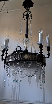 Starožitný velký secesní lustr, secese - 7