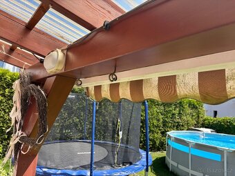 Dveřená pergola-ca.3,7 x 4,1 m, markýza, osvětlení, plachta - 7