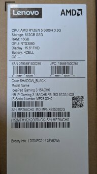 Notebook Lenovo IdeaPad Gaming 3, R5, RTX3060, 16/512, BEZOS - 7