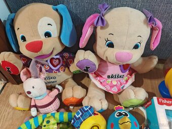 fisher price šnek, pejsek, kostky, snídaňový set, lamaze páv - 7