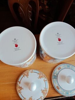 Dvě krásné staré porcelánové dózy na sušenky - 7