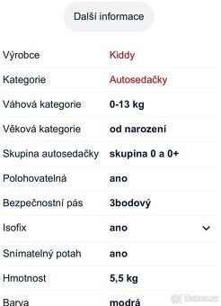 Dětská autosedačka Kiddy i-size plus. Od narození do 13 kg - 7