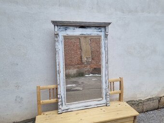 VELKÉ ZDOBENÉ STARÉ ZRCADLO V PATINĚ - 7