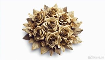 Papírová origami kytice růží - 7