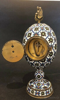 Starožitné Imperial Russian 88Silver Enamal Easter Egg - 7